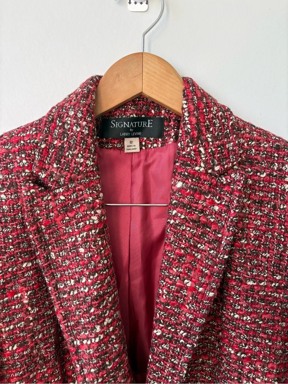 Signature by Larry Levine Bouclé Tweed Wool Blend Blazer Jacket Size 12